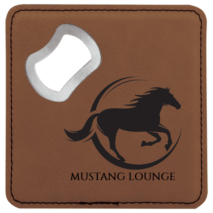 Leatherette Bottle Opener Coaster 4"