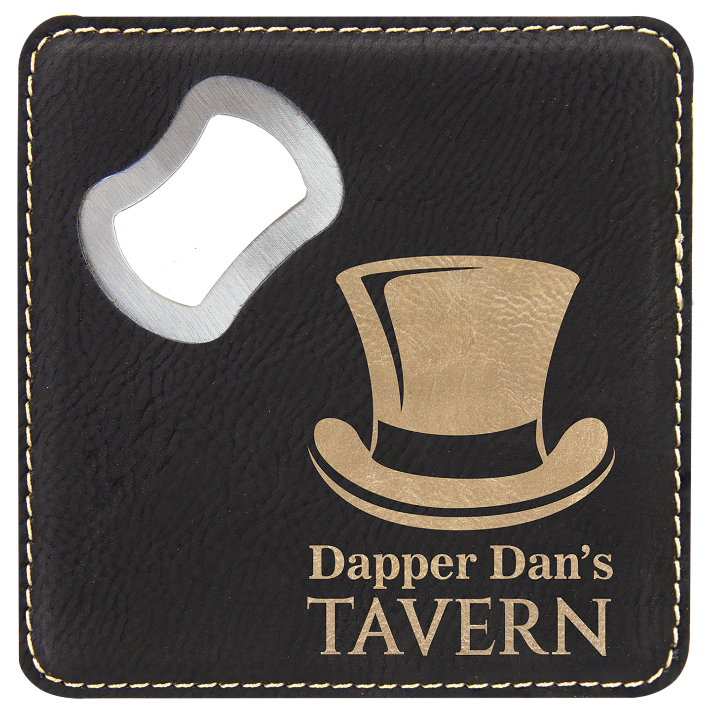 Leatherette Bottle Opener Coaster 4"
