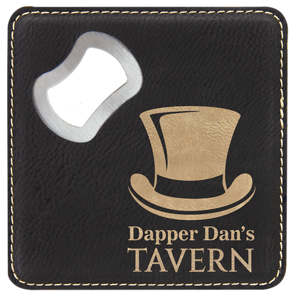Leatherette Bottle Opener Coaster 4"