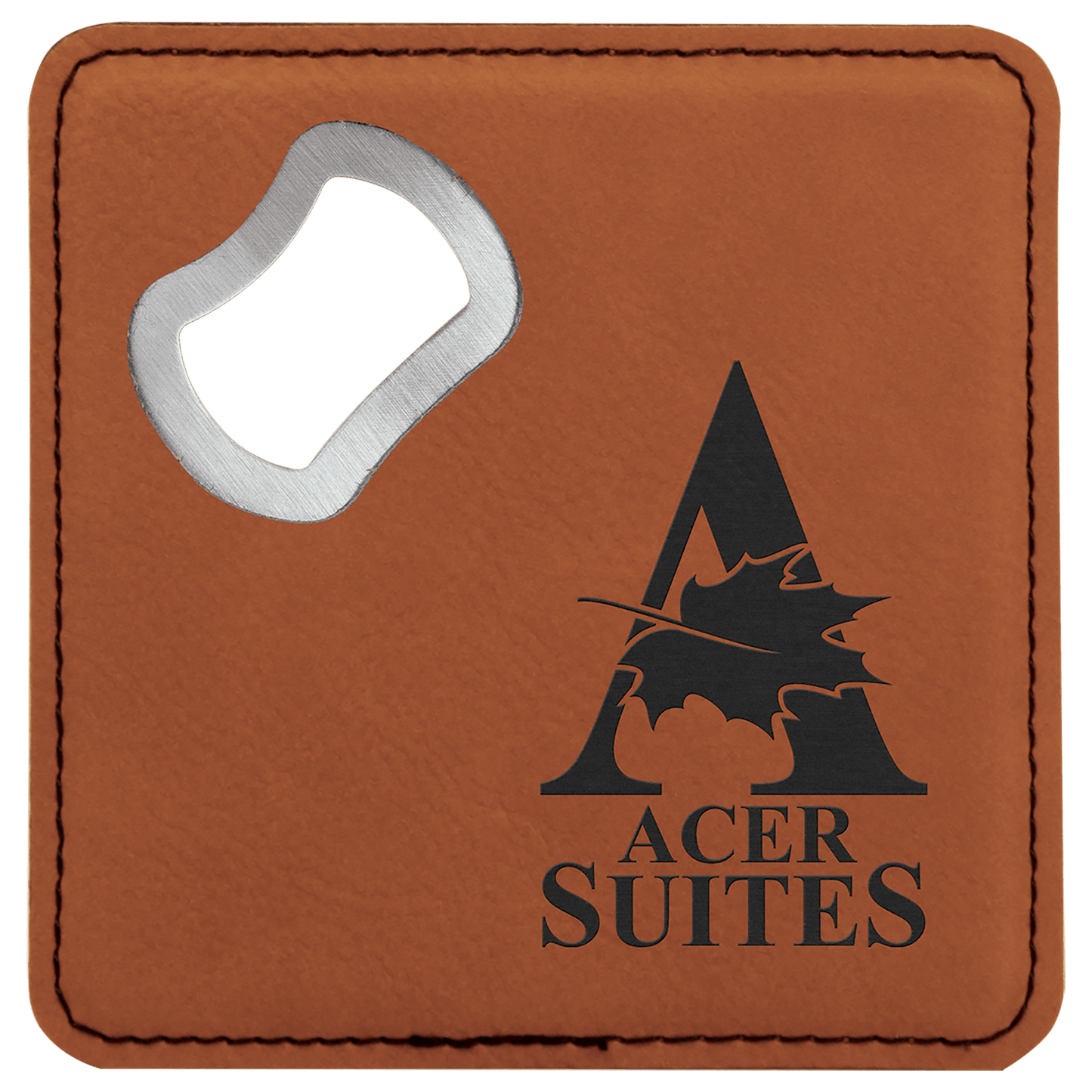 Leatherette Bottle Opener Coaster 4"