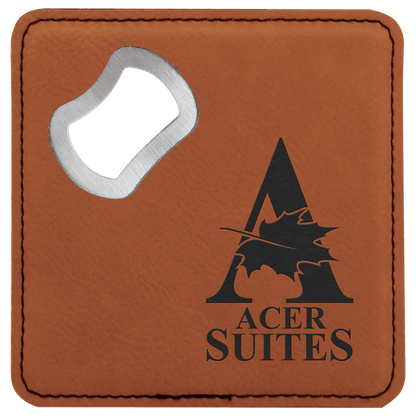 Leatherette Bottle Opener Coaster 4"