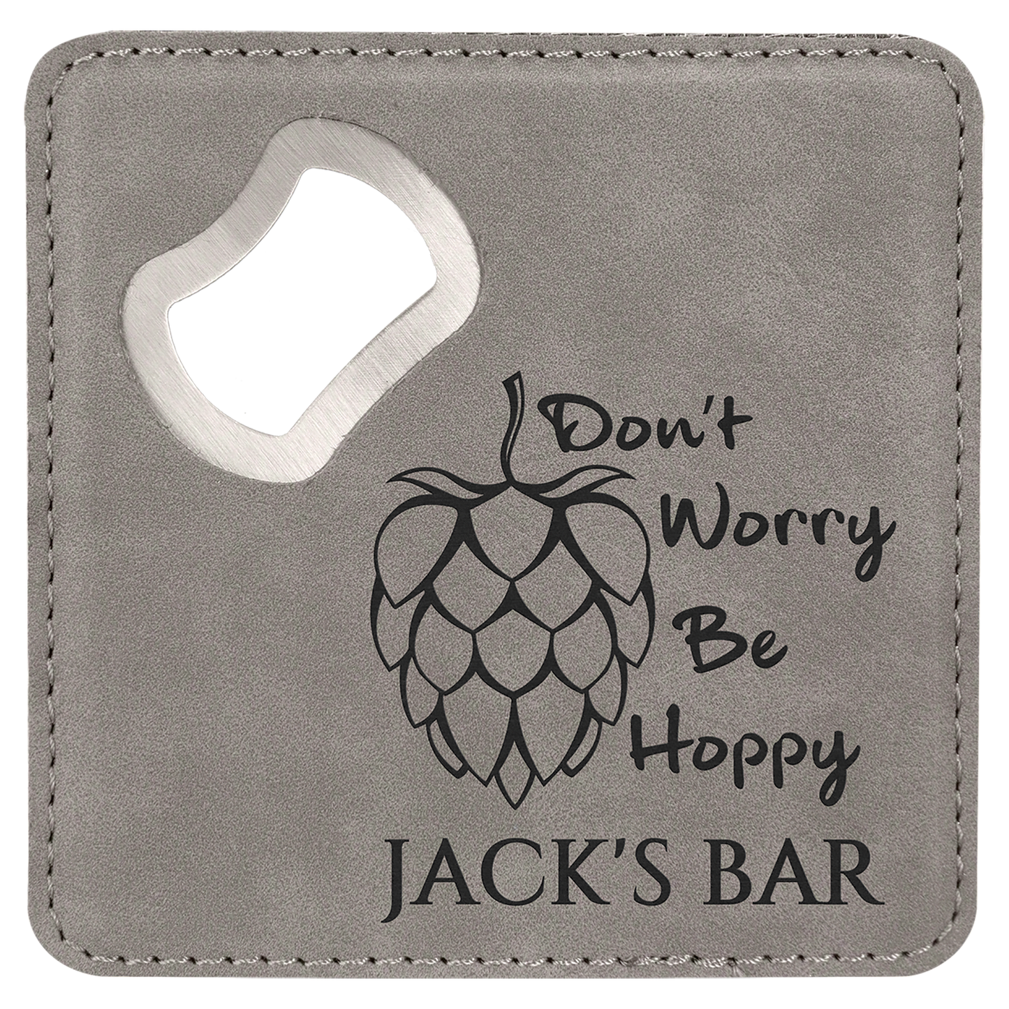 Leatherette Bottle Opener Coaster 4"