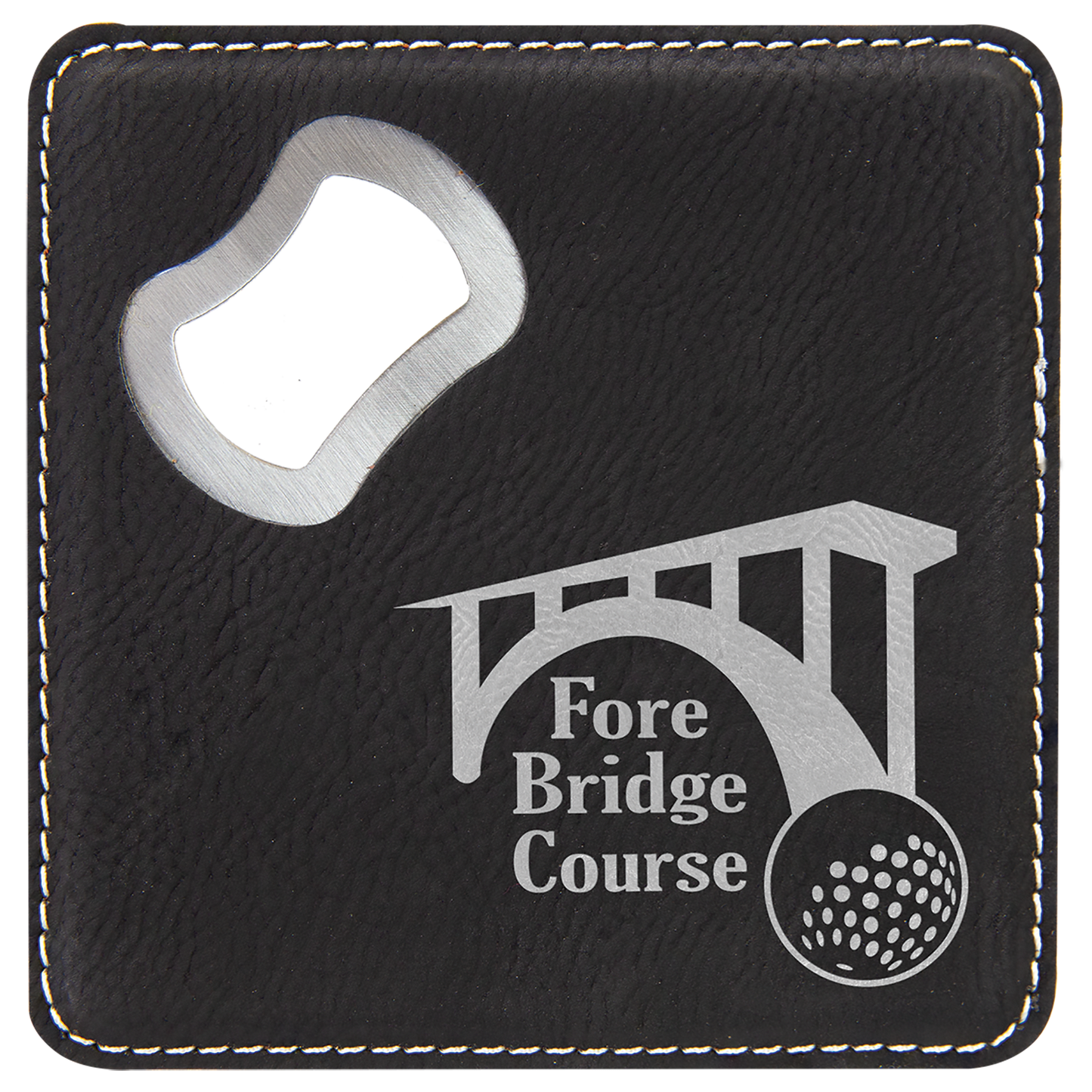 Leatherette Bottle Opener Coaster 4"