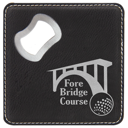 Leatherette Bottle Opener Coaster 4"