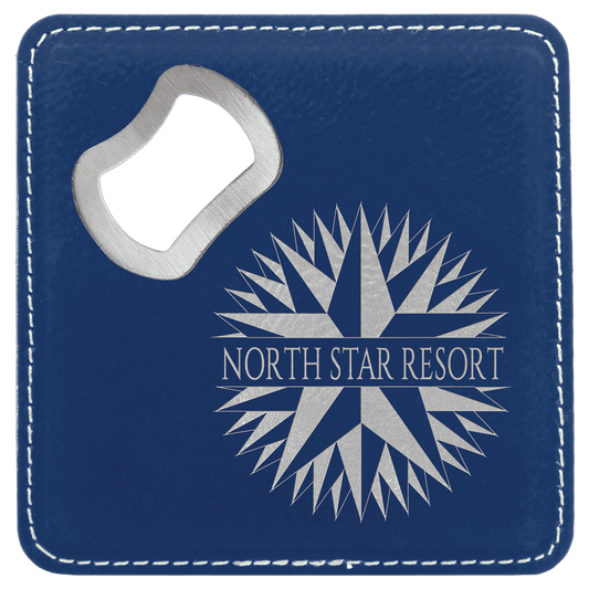 Leatherette Bottle Opener Coaster 4"