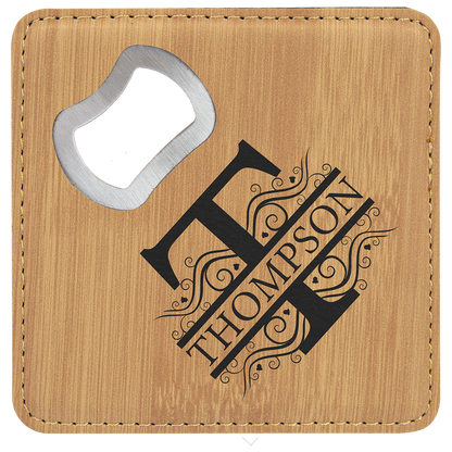 Leatherette Bottle Opener Coaster 4"