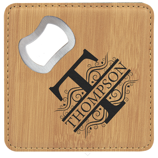 Leatherette Bottle Opener Coaster 4"