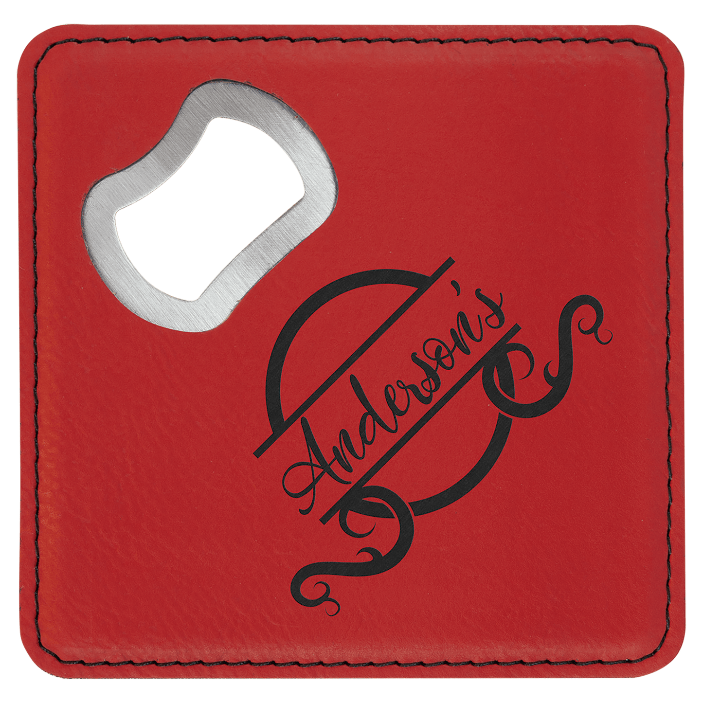 Leatherette Bottle Opener Coaster 4"