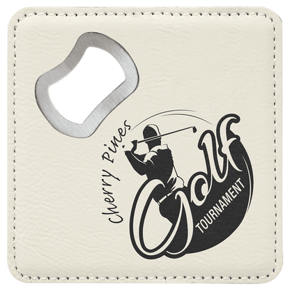 Leatherette Bottle Opener Coaster 4"