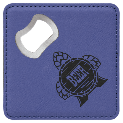 Leatherette Bottle Opener Coaster 4"
