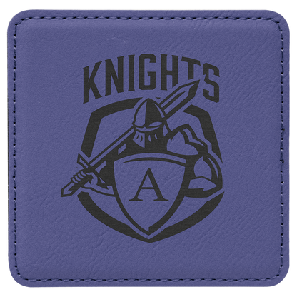 4" Square Purple Leatherette Coaster