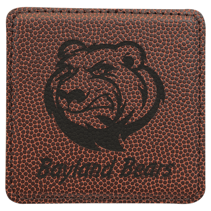 4" Square Football Leatherette Coaster