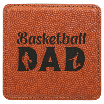 4" Square Basketball Leatherette Coaster