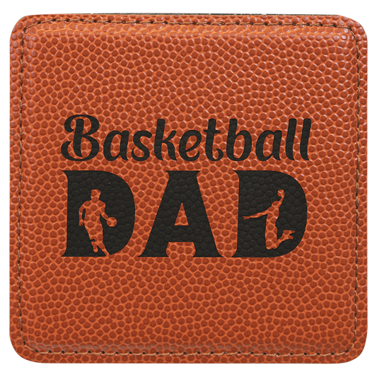 4" Square Basketball Leatherette Coaster