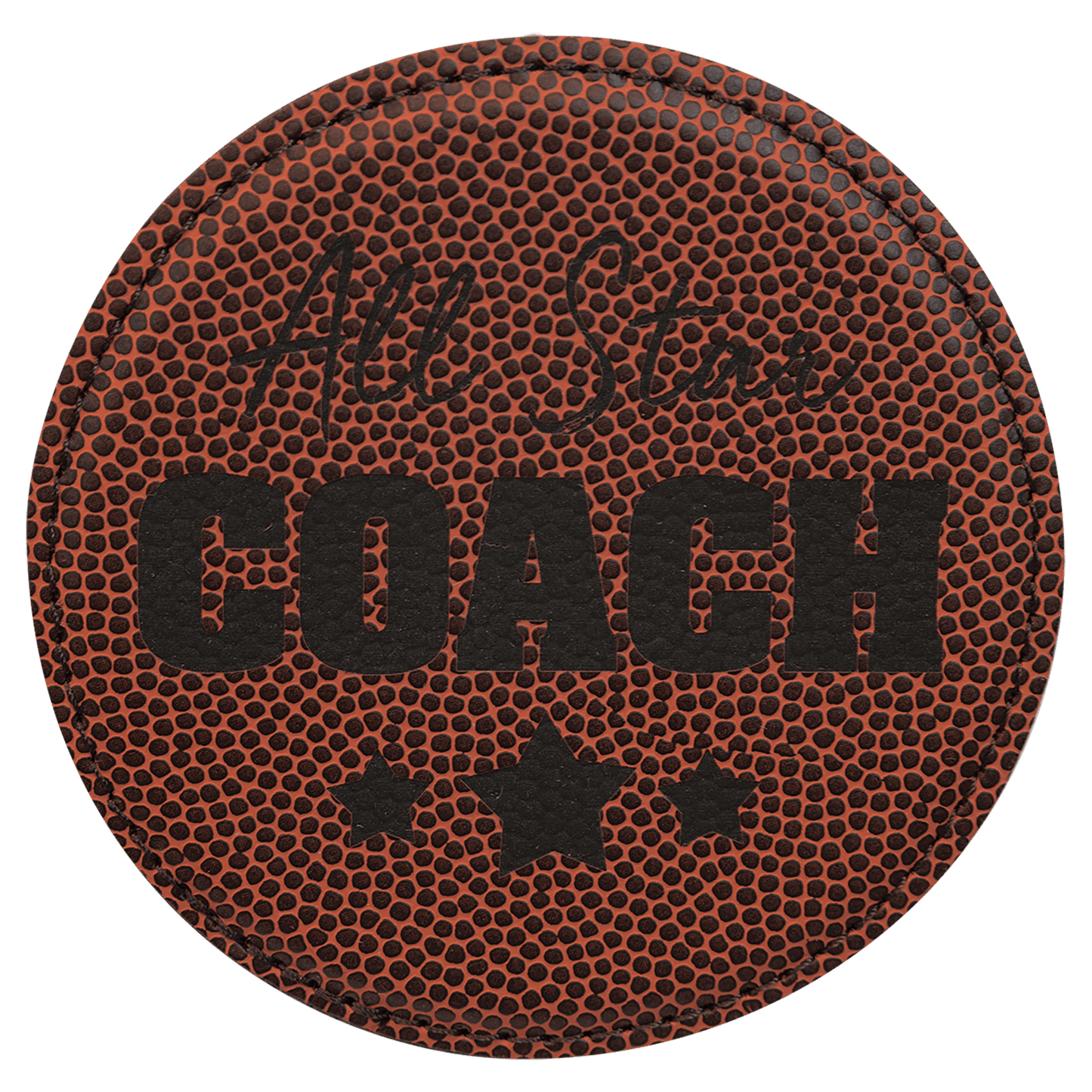 4" Round Football Leatherette Coaster