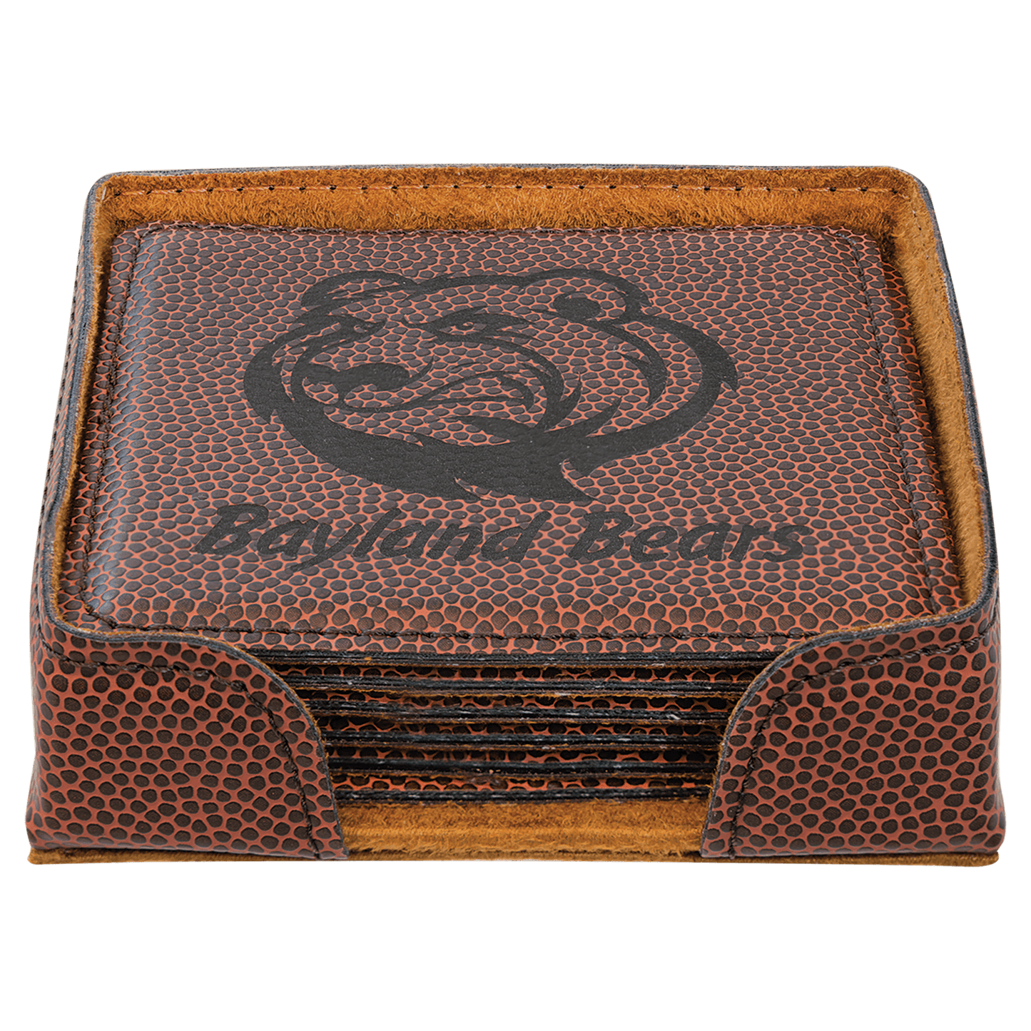4" Square Football Leatherette Coaster