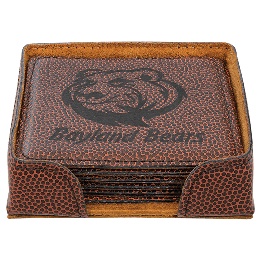 4" Square Football Leatherette Coaster