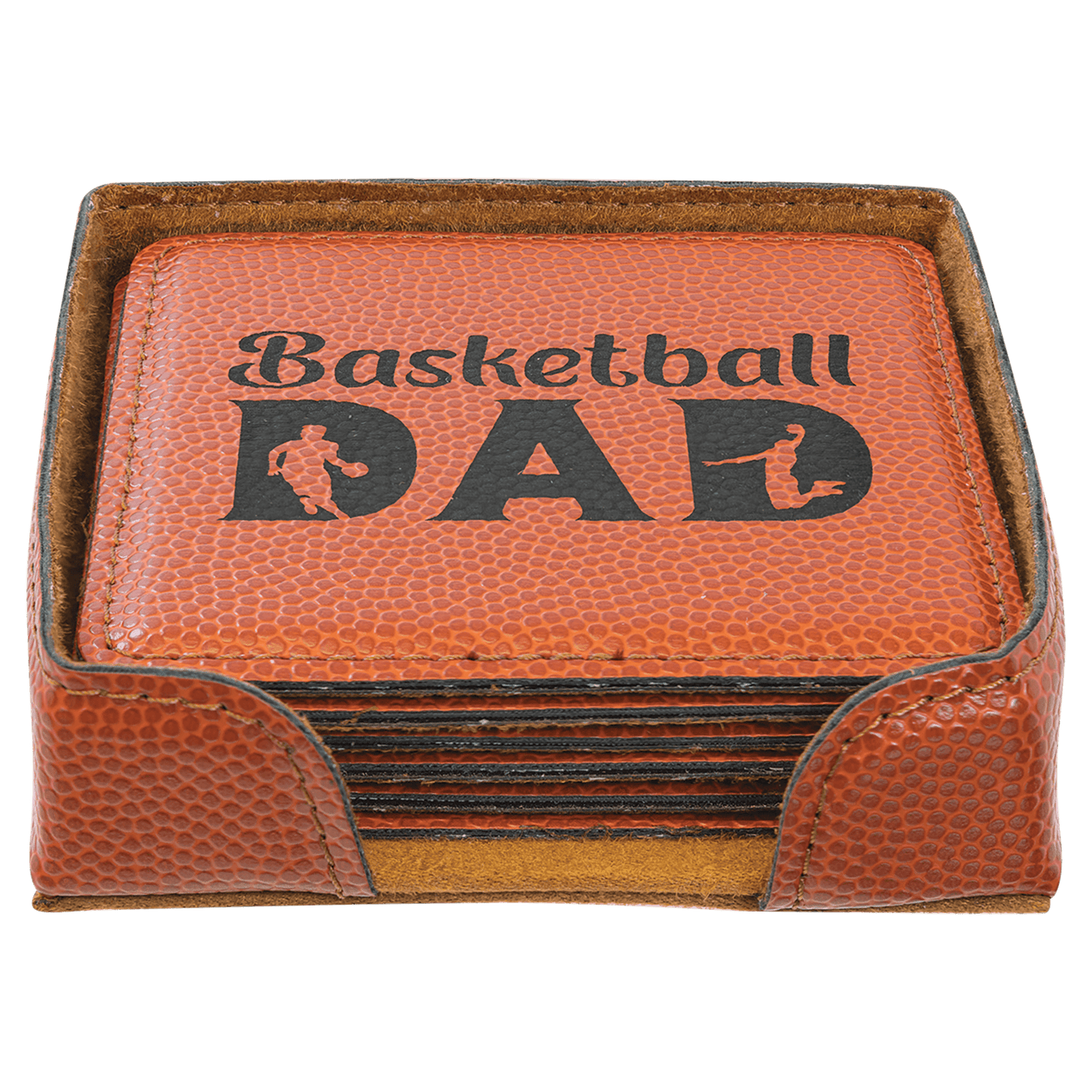 4" Square Basketball Leatherette Coaster