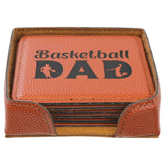 4" Square Basketball Leatherette Coaster