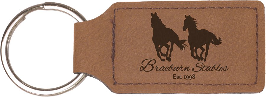 Leatherette Rectangle Keychain 2.75" x 1.25"