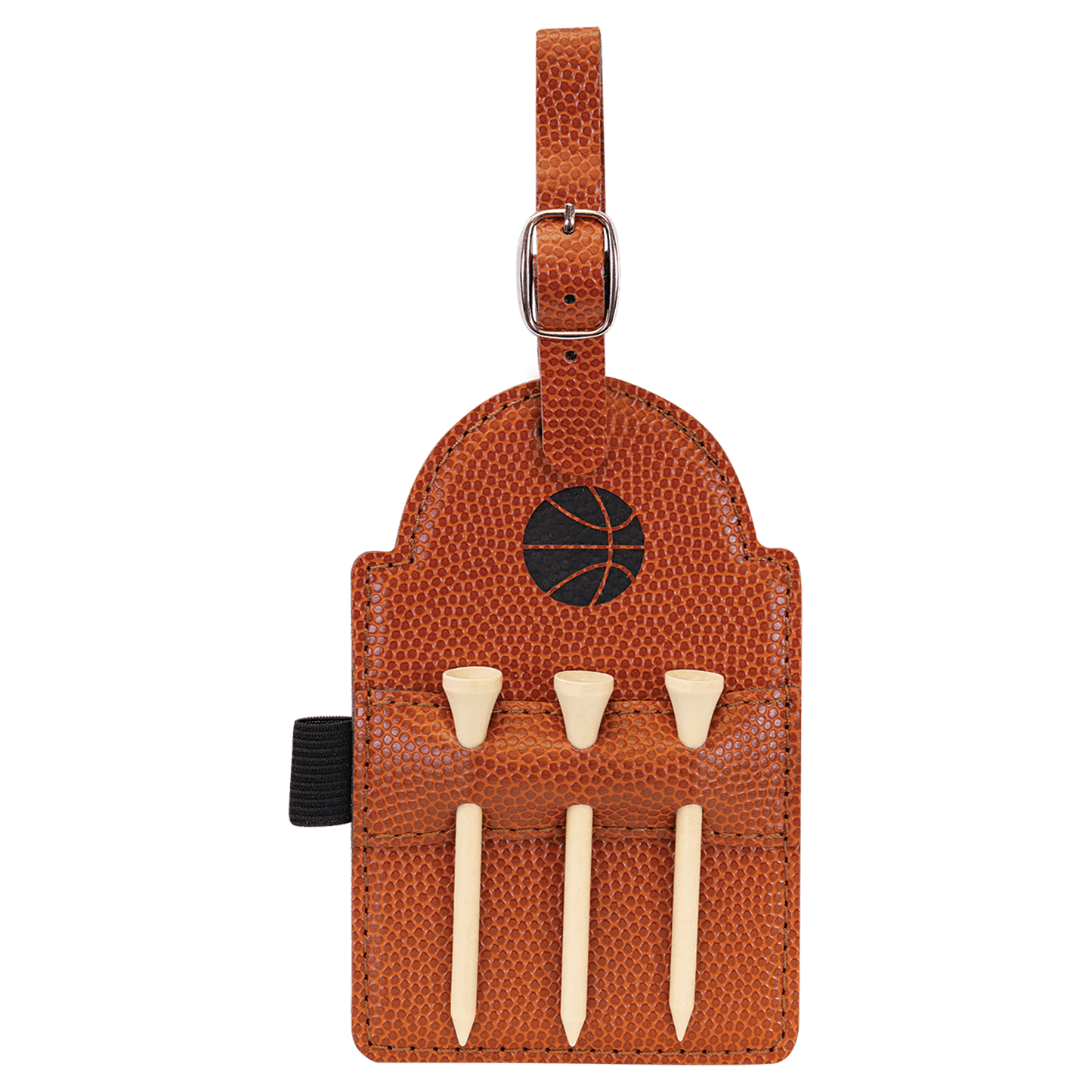 Leatherette Golf Bag Tag with 3 Wooden Tees