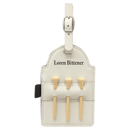 Leatherette Golf Bag Tag with 3 Wooden Tees