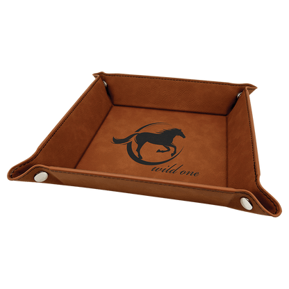 Rawhide Leatherette Snap-Up Tray with Silver Snaps