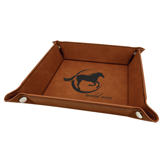 Rawhide Leatherette Snap-Up Tray with Silver Snaps