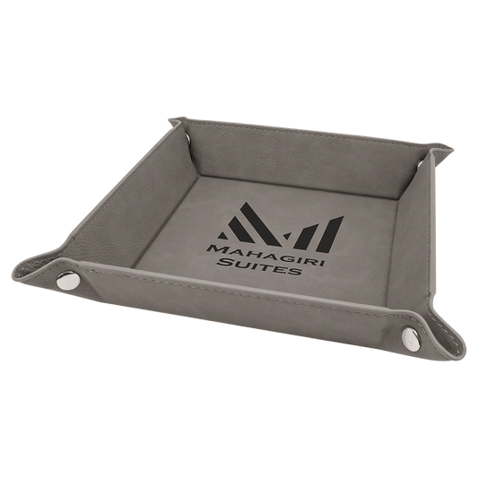 Gray Leatherette Snap-Up Tray with Silver Snaps