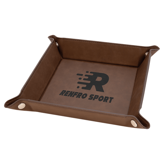Dark Brown Leatherette Snap-Up Tray with Silver Snaps