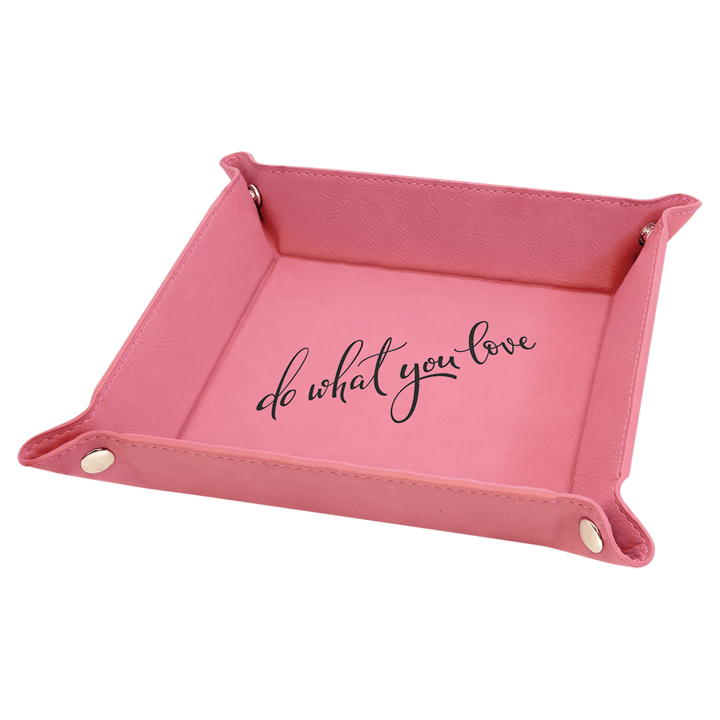 Pink Leatherette Snap-Up Tray with Silver Snaps