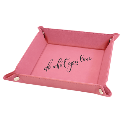 Pink Leatherette Snap-Up Tray with Silver Snaps
