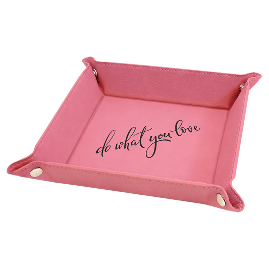 Pink Leatherette Snap-Up Tray with Silver Snaps