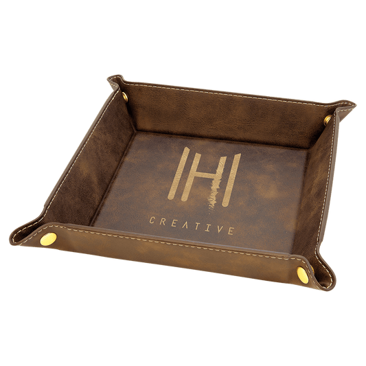 Rustic/Gold Leatherette Snap-Up Tray with Gold Snaps