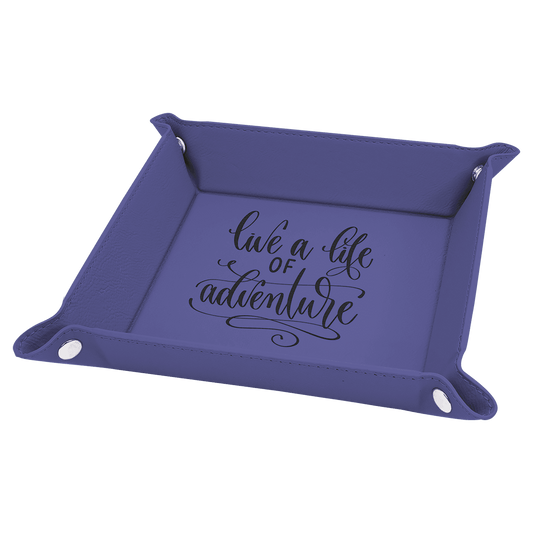 Purple Leatherette Snap-Up Tray with Silver Snaps