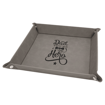 Gray Leatherette Snap-Up Tray with Silver Snaps