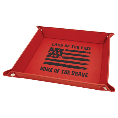 Red Leatherette Snap-Up Tray with Silver Snaps