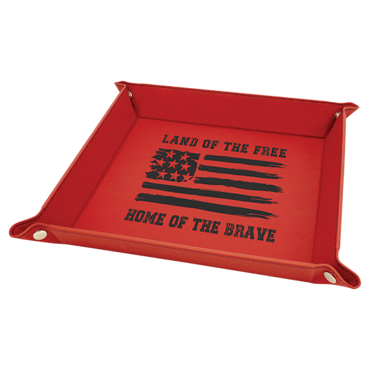 Red Leatherette Snap-Up Tray with Silver Snaps
