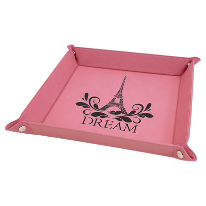 Pink Leatherette Snap-Up Tray with Silver Snaps