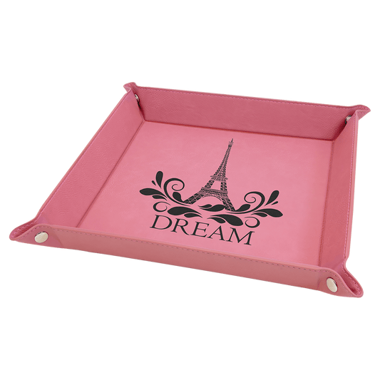 Pink Leatherette Snap-Up Tray with Silver Snaps