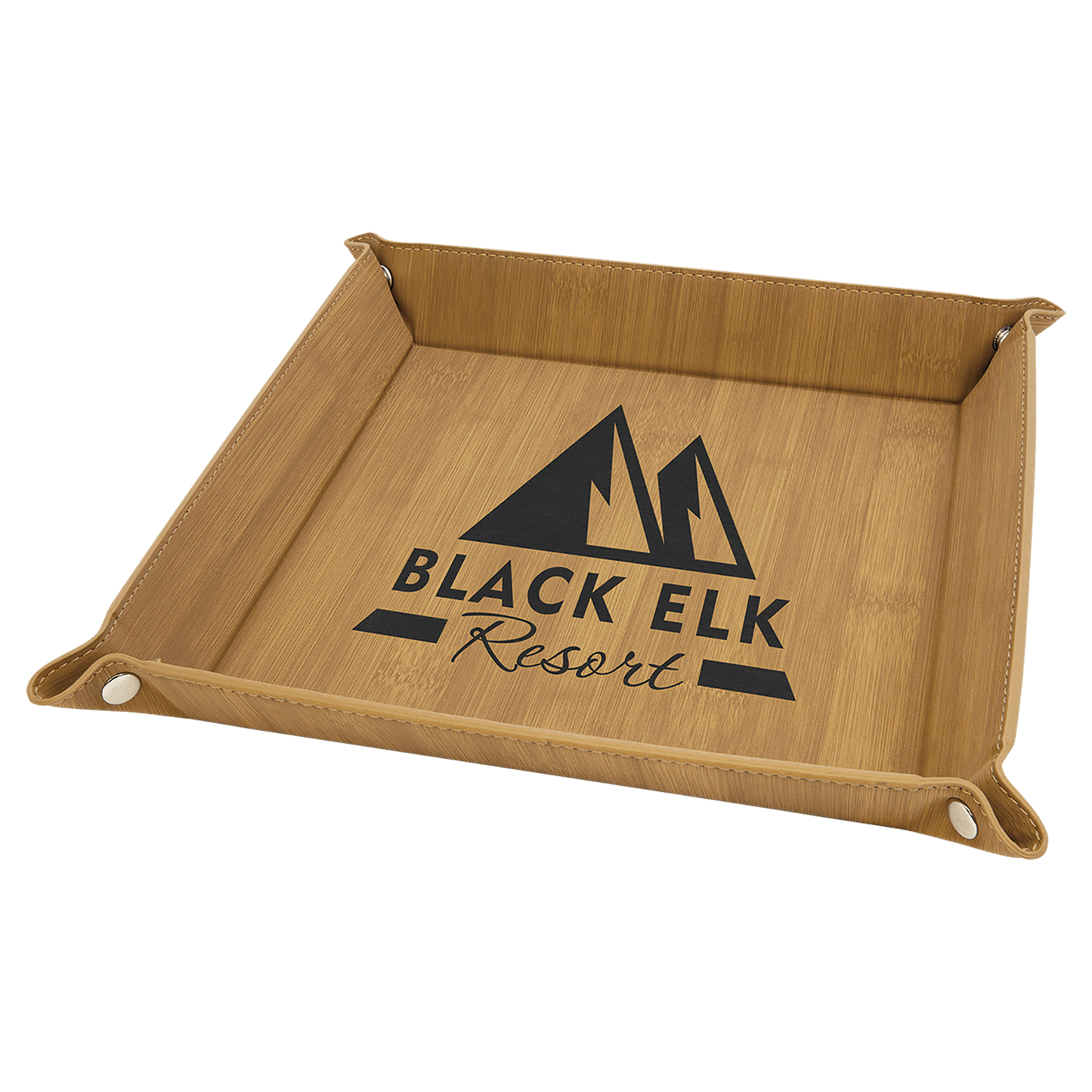 Bamboo Leatherette Snap-Up Tray with Silver Snaps