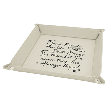 White Leatherette Snap-Up Tray with Silver Snaps