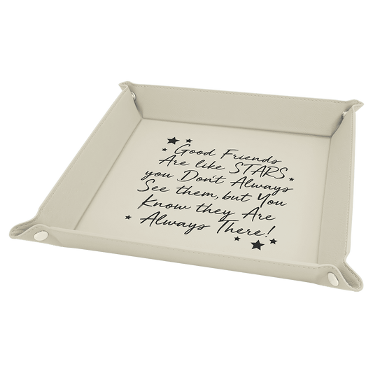 White Leatherette Snap-Up Tray with Silver Snaps