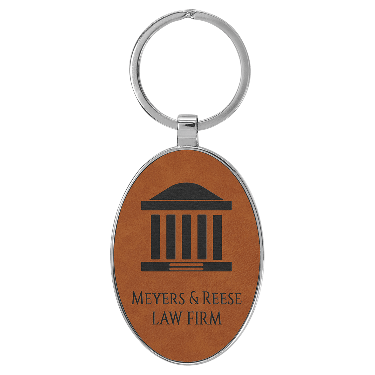Leatherette/Metal Bamboo Oval Keychain 3" x 1.75"