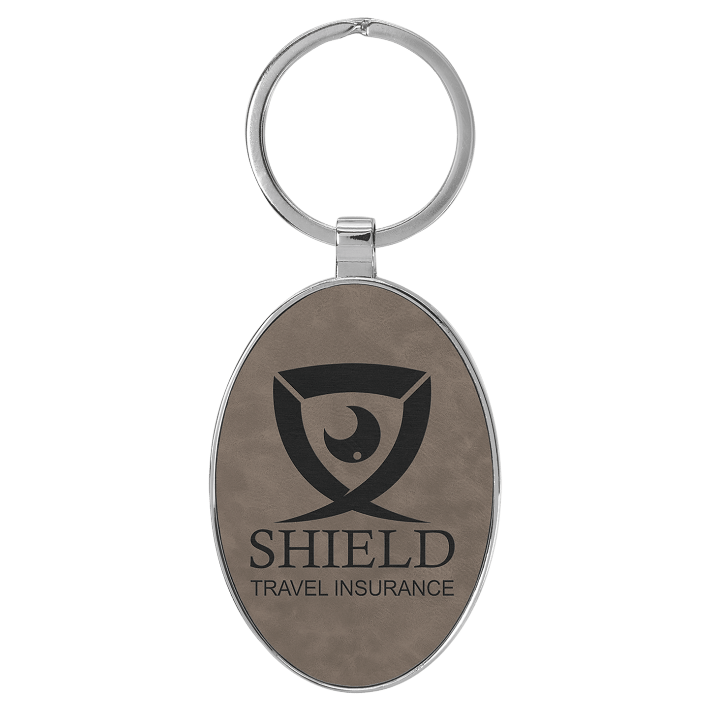 Leatherette/Metal Bamboo Oval Keychain 3" x 1.75"