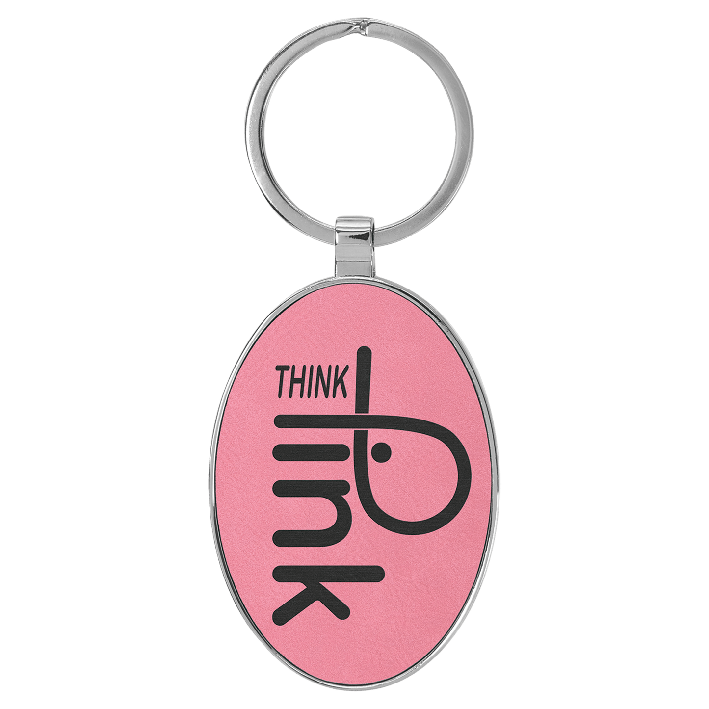 Leatherette/Metal Bamboo Oval Keychain 3" x 1.75"