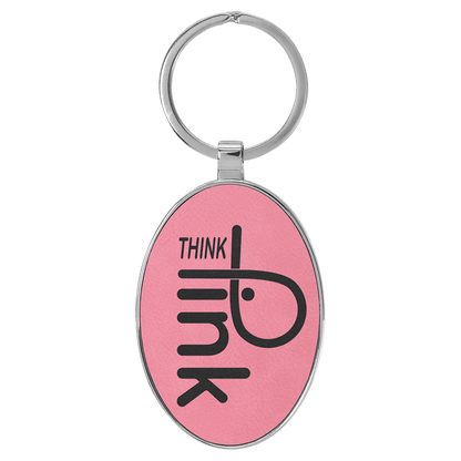 Leatherette/Metal Bamboo Oval Keychain 3" x 1.75"