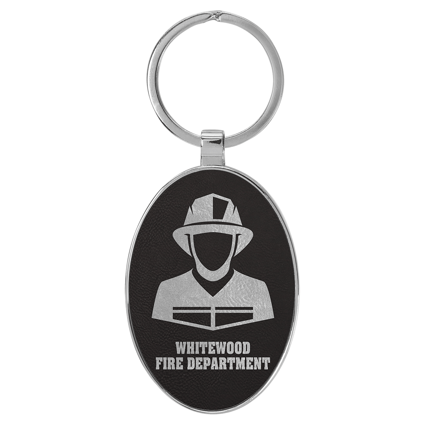 Leatherette/Metal Bamboo Oval Keychain 3" x 1.75"