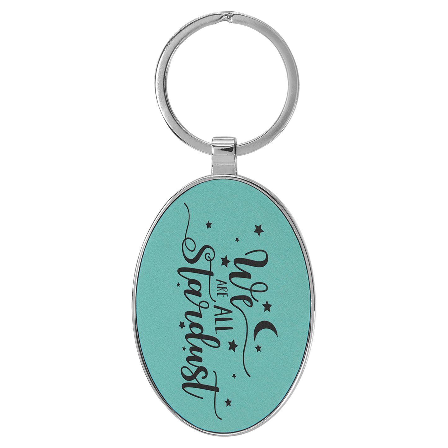 Leatherette/Metal Bamboo Oval Keychain 3" x 1.75"