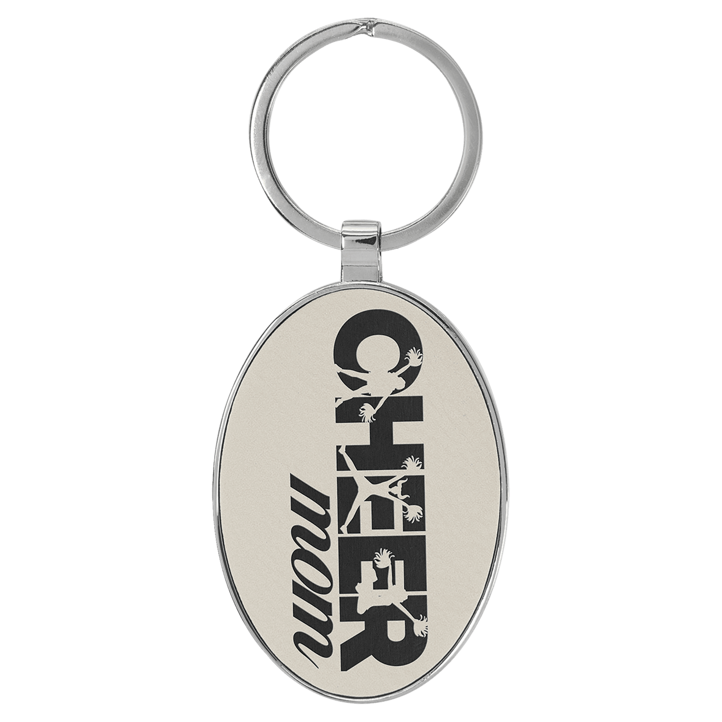 Leatherette/Metal Bamboo Oval Keychain 3" x 1.75"